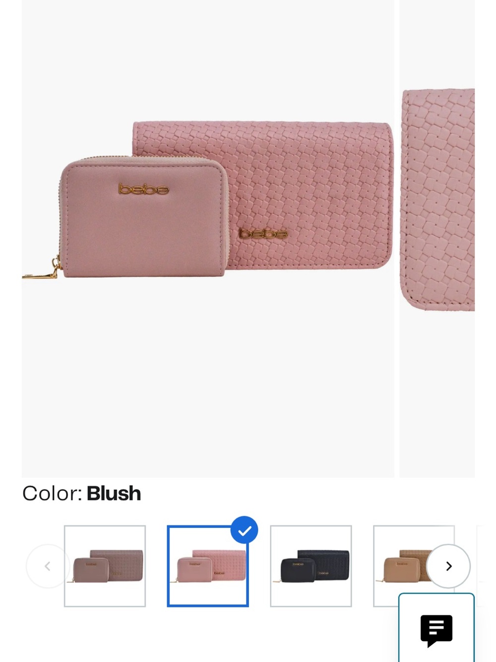 bebe Quilted Blush Crossbody, charm and Zip Card Case Set